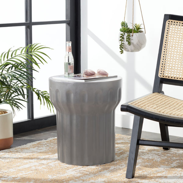 Safavieh VESTA Concrete Accent Stool - Grecian-Inspired Luxury for Indoor and Outdoor Stylish Spaces Dark Grey VNN1009A