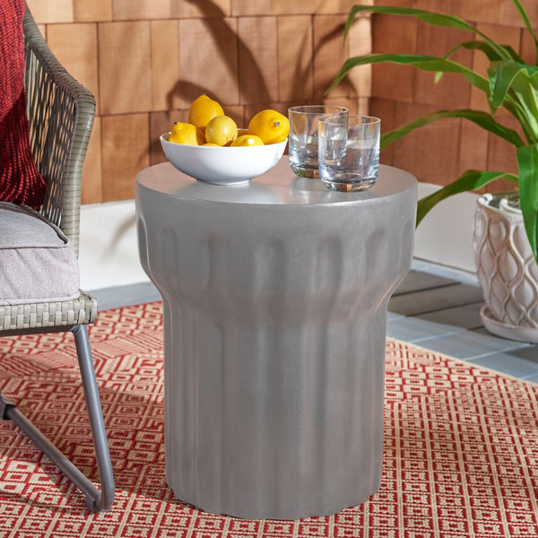 Safavieh VESTA Concrete Accent Stool - Grecian-Inspired Luxury for Indoor and Outdoor Stylish Spaces Dark Grey VNN1009A