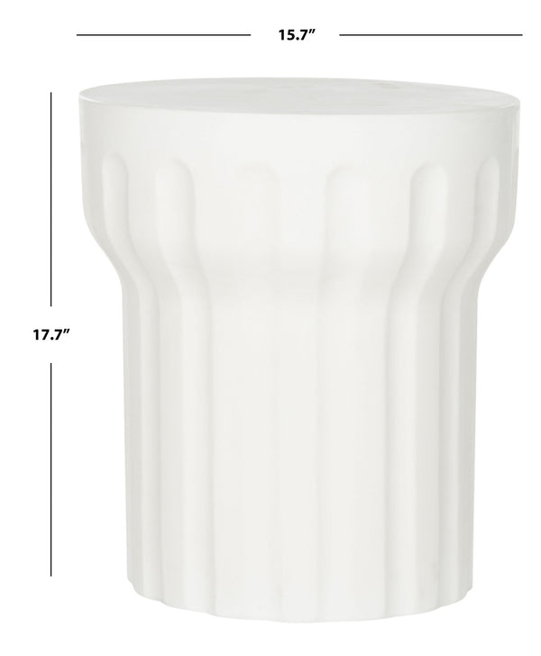 Safavieh VESTA Concrete Accent Stool - Grecian-Inspired Luxury for Indoor and Outdoor Stylish Spaces Ivory VNN1009B