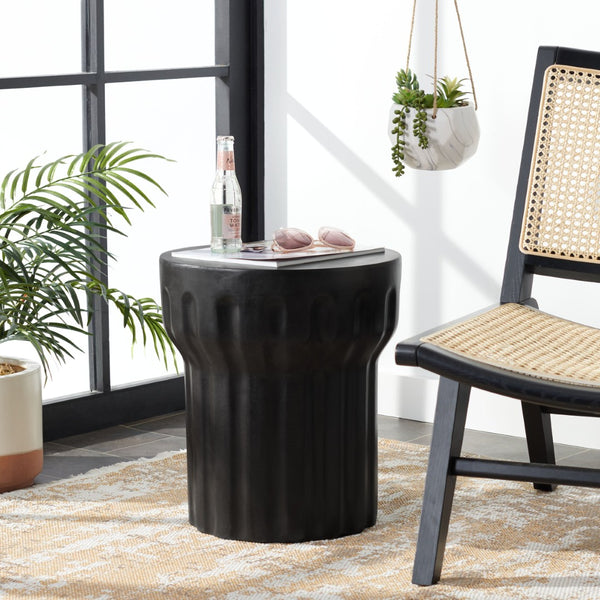 Safavieh VESTA Concrete Accent Stool - Grecian-Inspired Luxury for Indoor and Outdoor Stylish Spaces Black VNN1009C