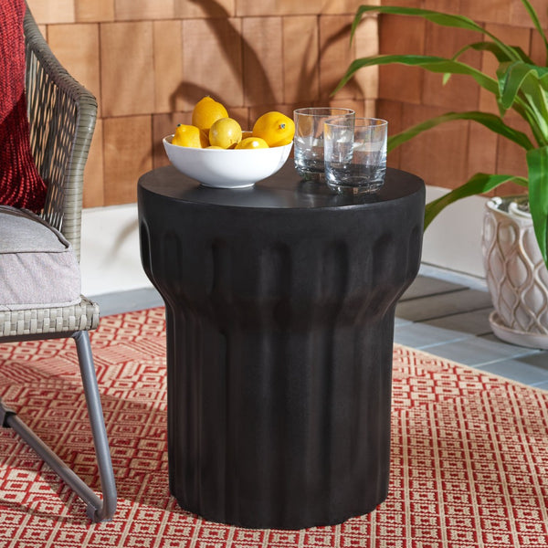 Safavieh VESTA Concrete Accent Stool - Grecian-Inspired Luxury for Indoor and Outdoor Stylish Spaces Black VNN1009C