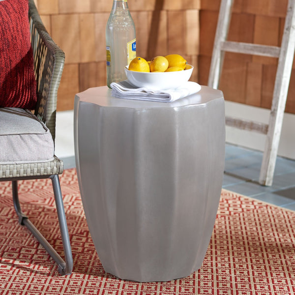 Safavieh JASLYN Concrete Accent Stool - Timeless Architectural Elegance for Indoor and Outdoor Spaces Dark Grey VNN1010A