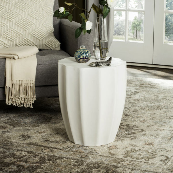 Safavieh JASLYN Concrete Accent Stool - Timeless Architectural Elegance for Indoor and Outdoor Spaces Ivory VNN1010B