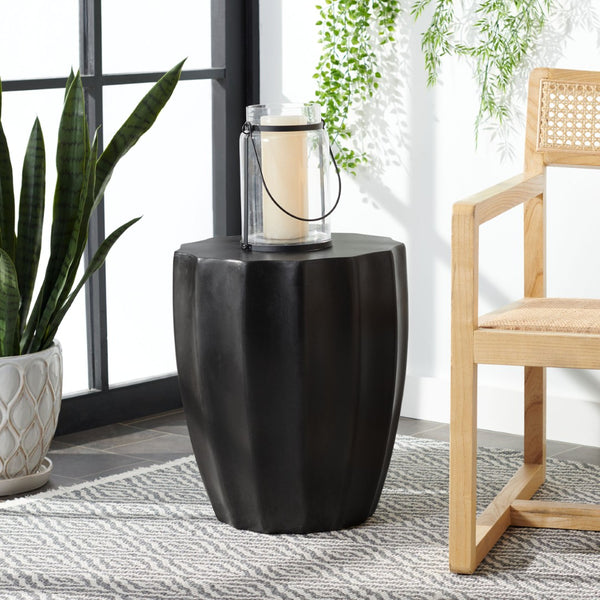 Safavieh JASLYN Concrete Accent Stool - Timeless Architectural Elegance for Indoor and Outdoor Spaces Black VNN1010C