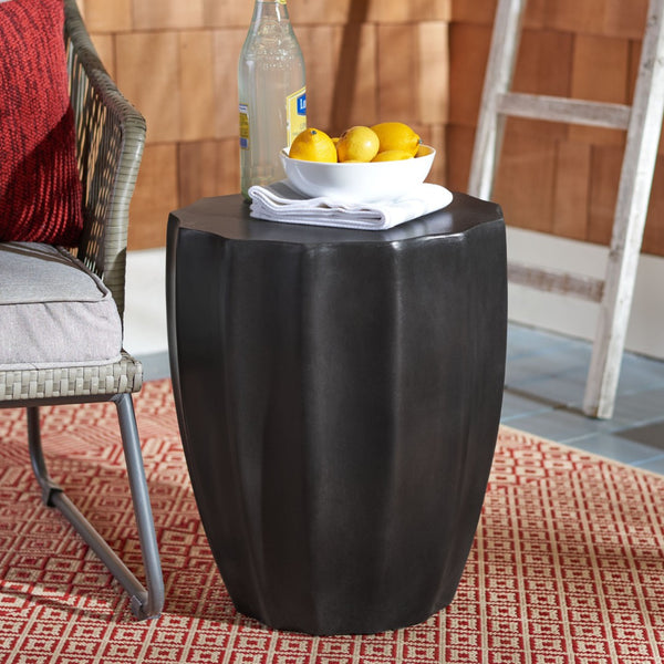 Safavieh JASLYN Concrete Accent Stool - Timeless Architectural Elegance for Indoor and Outdoor Spaces Black VNN1010C