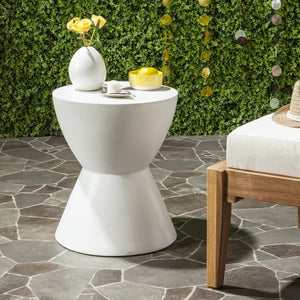 Safavieh ATHENA Sculptural Concrete Accent Stool - Versatile Seating & Decorative Piece for Modern Spaces Ivory VNN1011B