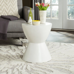 Safavieh ATHENA Sculptural Concrete Accent Stool - Versatile Seating & Decorative Piece for Modern Spaces Ivory VNN1011B