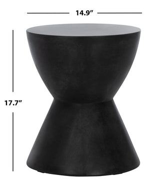 Safavieh ATHENA Sculptural Concrete Accent Stool - Versatile Seating & Decorative Piece for Modern Spaces Black VNN1011C