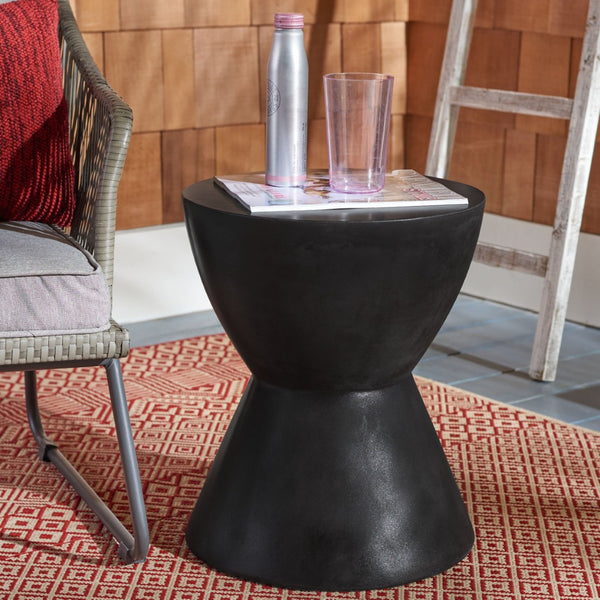 Safavieh ATHENA Sculptural Concrete Accent Stool - Versatile Seating & Decorative Piece for Modern Spaces Black VNN1011C