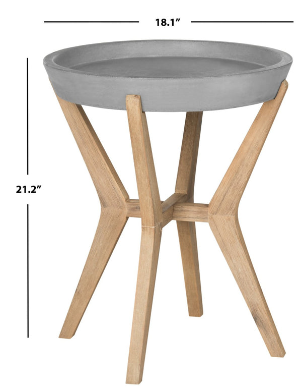 Safavieh CELESTE Modern Concrete Round 21.2-Inch End Table - Sleek Dark Grey Accent for Indoor/Outdoor Spaces VNN1012A