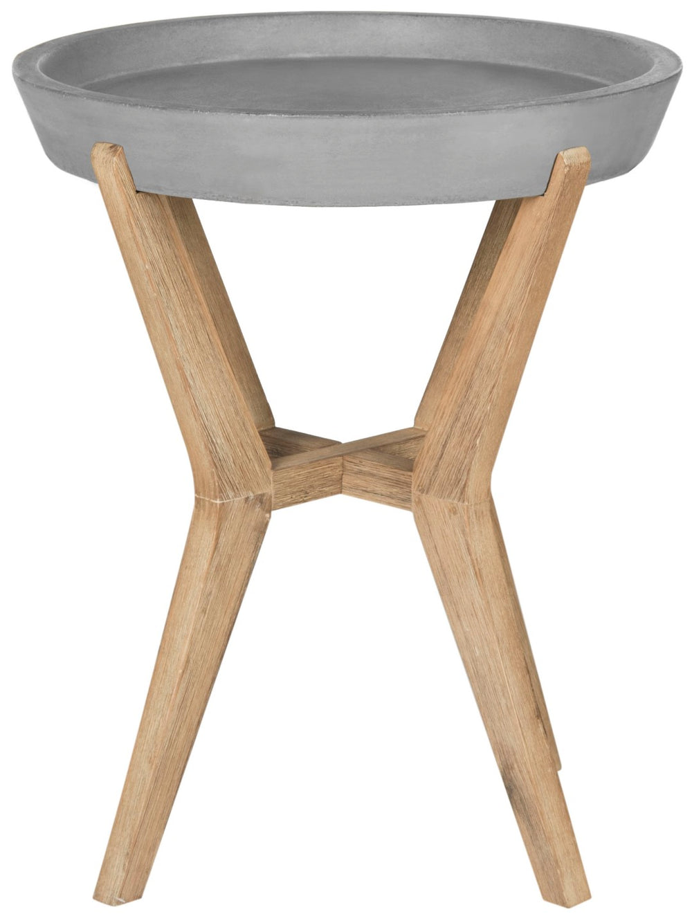 Safavieh CELESTE Modern Concrete Round 21.2-Inch End Table - Sleek Dark Grey Accent for Indoor/Outdoor Spaces VNN1012A