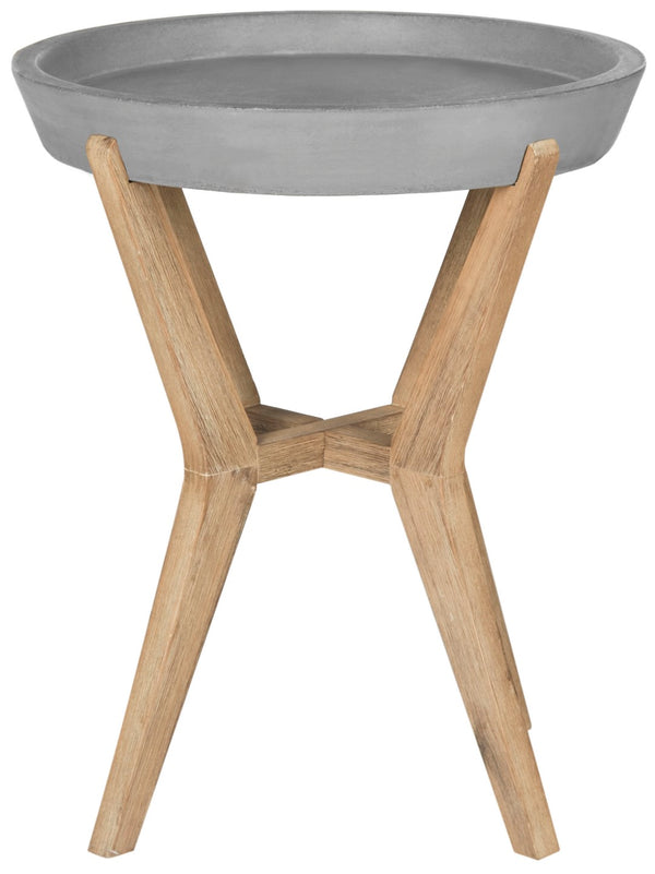 Safavieh CELESTE Modern Concrete Round 21.2-Inch End Table - Sleek Dark Grey Accent for Indoor/Outdoor Spaces VNN1012A