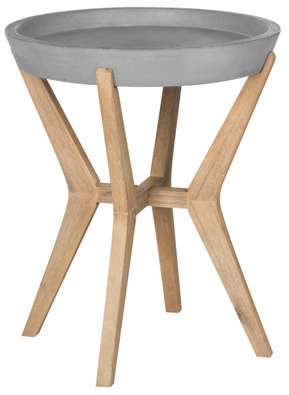 Safavieh CELESTE Modern Concrete Round 21.2-Inch End Table - Sleek Dark Grey Accent for Indoor/Outdoor Spaces VNN1012A