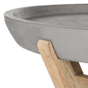 Safavieh WYNN Modern Round Coffee Table - 18.1-Inch Dark Grey Concrete for Indoor & Outdoor Elegance VNN1013A