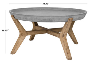 Safavieh WYNN Modern Round Coffee Table - 18.1-Inch Dark Grey Concrete for Indoor & Outdoor Elegance VNN1013A