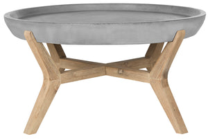 Safavieh WYNN Modern Round Coffee Table - 18.1-Inch Dark Grey Concrete for Indoor & Outdoor Elegance VNN1013A