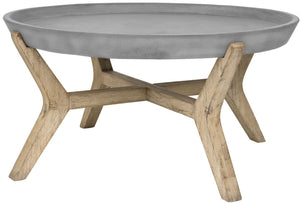 Safavieh WYNN Modern Round Coffee Table - 18.1-Inch Dark Grey Concrete for Indoor & Outdoor Elegance VNN1013A