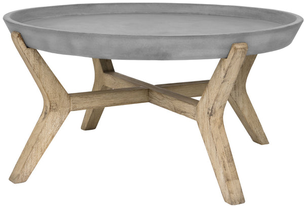Safavieh WYNN Modern Round Coffee Table - 18.1-Inch Dark Grey Concrete for Indoor & Outdoor Elegance VNN1013A