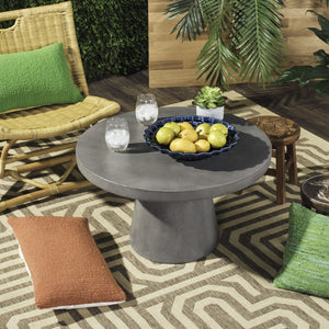 Safavieh DELFIA Modern Concrete Round Coffee Table – 27.56-Inch Dark Grey for Indoor/Outdoor Elegance VNN1014A