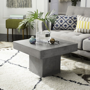 Safavieh TALLEN Modern Concrete Coffee Table - 15.75-Inch Dark Grey Design for Indoor/Outdoor Elegance VNN1016A