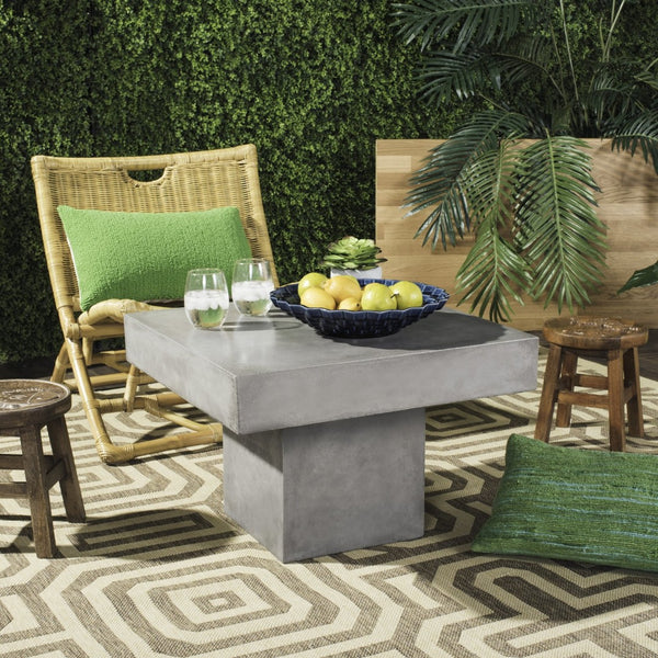 Safavieh TALLEN Modern Concrete Coffee Table - 15.75-Inch Dark Grey Design for Indoor/Outdoor Elegance VNN1016A