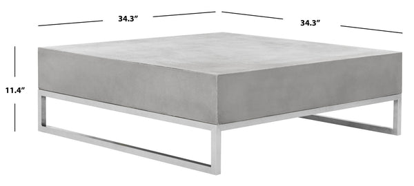 Safavieh EARTHA Modern Concrete Coffee Table - 11.4" Height, Stylish Dark Grey Design for Indoor/Outdoor Use VNN1017A