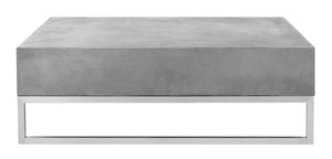 Safavieh EARTHA Modern Concrete Coffee Table - 11.4" Height, Stylish Dark Grey Design for Indoor/Outdoor Use VNN1017A