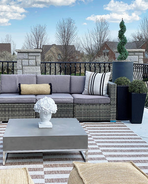 Safavieh EARTHA Modern Concrete Coffee Table - 11.4" Height, Stylish Dark Grey Design for Indoor/Outdoor Use VNN1017A