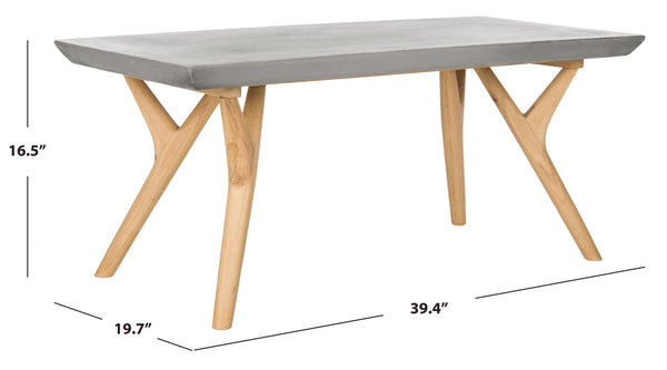 Safavieh PACEY Modern Concrete Coffee Table - Versatile 16.54-Inch Indoor/Outdoor Accent in Dark Grey Finish VNN1018A
