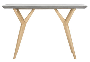 Safavieh RAGNA Indoor/Outdoor Console Table – Modern Dark Grey Concrete & Natural Oak, 29.9" H, Artisan Design VNN1019A