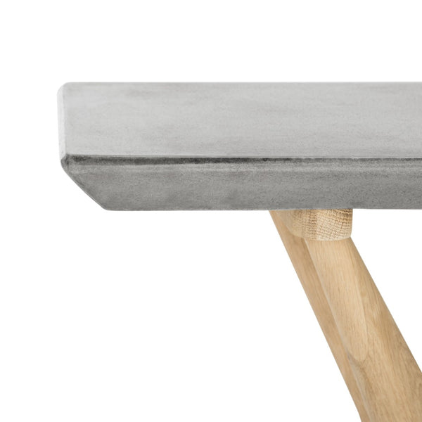 Safavieh RAGNA Indoor/Outdoor Console Table – Modern Dark Grey Concrete & Natural Oak, 29.9" H, Artisan Design VNN1019A
