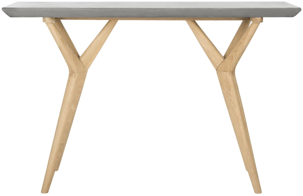 Safavieh RAGNA Indoor/Outdoor Console Table – Modern Dark Grey Concrete & Natural Oak, 29.9" H, Artisan Design VNN1019A