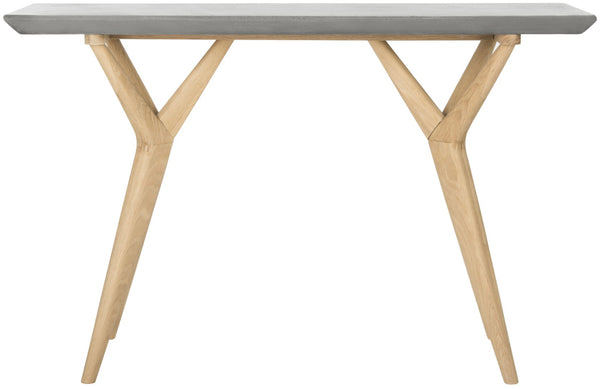 Safavieh RAGNA Indoor/Outdoor Console Table – Modern Dark Grey Concrete & Natural Oak, 29.9" H, Artisan Design VNN1019A