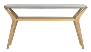 Safavieh BABETTE Modern Indoor/Outdoor Console Table - Stylish Concrete Design with Acacia Wood Shelf 29.5" H VNN1020A