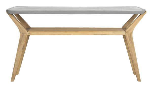 Safavieh BABETTE Modern Indoor/Outdoor Console Table - Stylish Concrete Design with Acacia Wood Shelf 29.5" H VNN1020A