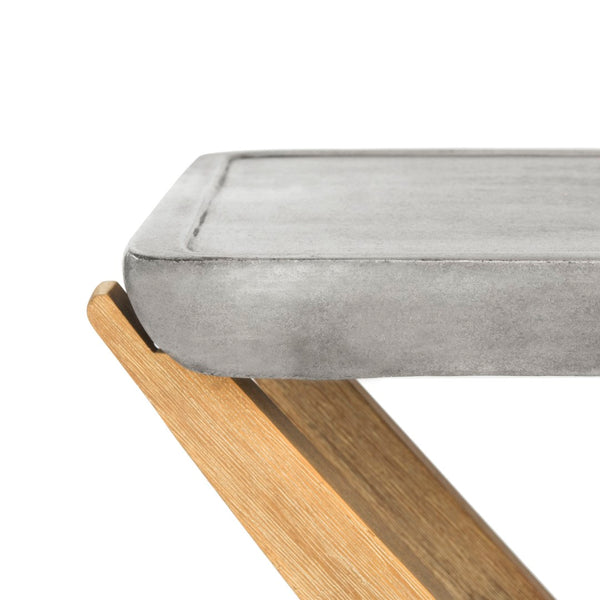 Safavieh BABETTE Modern Indoor/Outdoor Console Table - Stylish Concrete Design with Acacia Wood Shelf 29.5" H VNN1020A