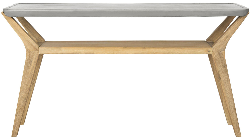 Safavieh BABETTE Modern Indoor/Outdoor Console Table - Stylish Concrete Design with Acacia Wood Shelf 29.5" H VNN1020A