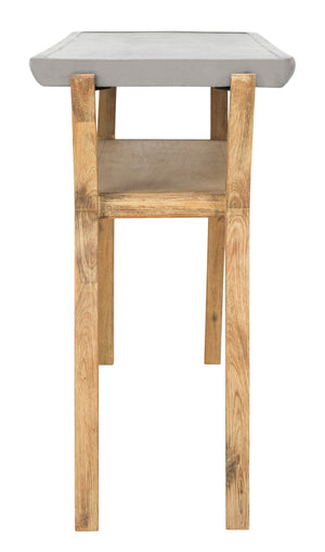 Safavieh BABETTE Modern Indoor/Outdoor Console Table - Stylish Concrete Design with Acacia Wood Shelf 29.5" H VNN1020A