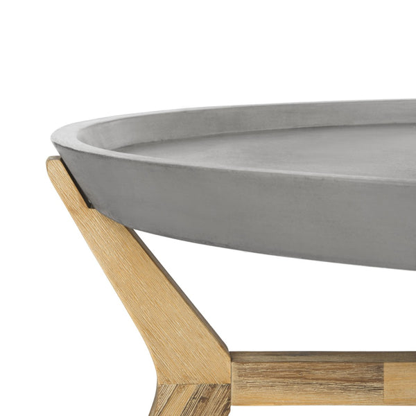 Safavieh HADWIN Modern Concrete Oval Coffee Table - 31.5" Dark Grey Design for Indoor & Outdoor Spaces VNN1021A