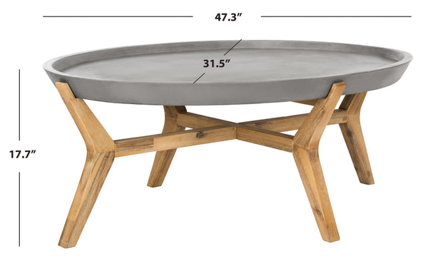Safavieh HADWIN Modern Concrete Oval Coffee Table - 31.5" Dark Grey Design for Indoor & Outdoor Spaces VNN1021A