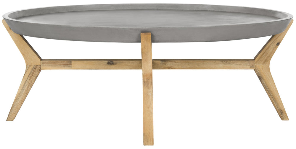 Safavieh HADWIN Modern Concrete Oval Coffee Table - 31.5" Dark Grey Design for Indoor & Outdoor Spaces VNN1021A