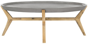 Safavieh HADWIN Modern Concrete Oval Coffee Table - 31.5" Dark Grey Design for Indoor & Outdoor Spaces VNN1021A