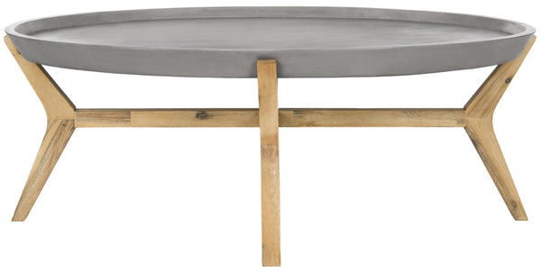 Safavieh HADWIN Modern Concrete Oval Coffee Table - 31.5" Dark Grey Design for Indoor & Outdoor Spaces VNN1021A