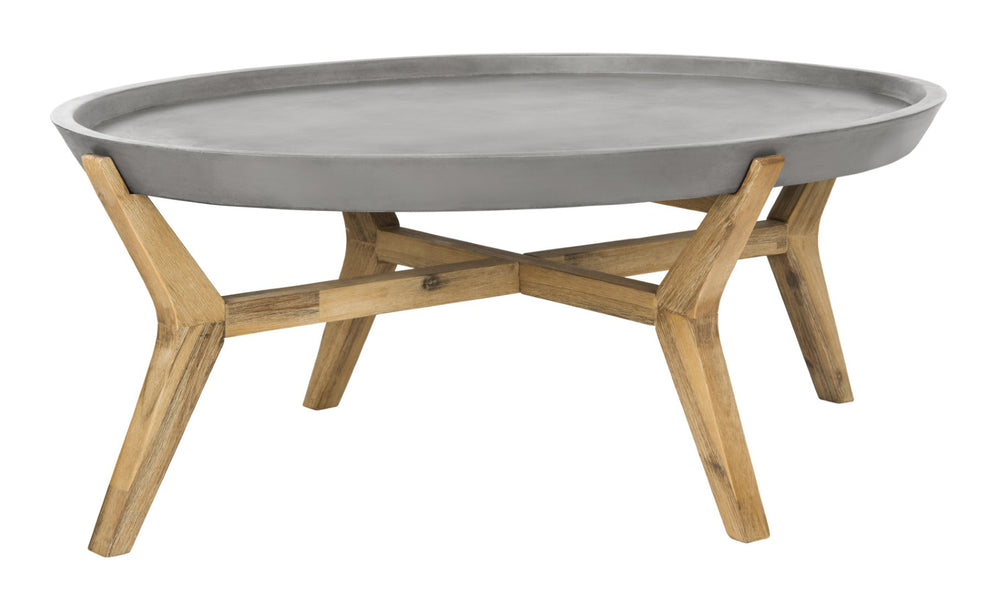 Safavieh HADWIN Modern Concrete Oval Coffee Table - 31.5" Dark Grey Design for Indoor & Outdoor Spaces VNN1021A