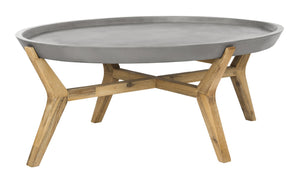 Safavieh HADWIN Modern Concrete Oval Coffee Table - 31.5" Dark Grey Design for Indoor & Outdoor Spaces VNN1021A