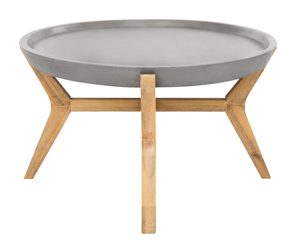Safavieh HADWIN Modern Concrete Oval Coffee Table - 31.5" Dark Grey Design for Indoor & Outdoor Spaces VNN1021A