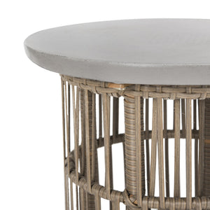 Safavieh FANE Modern Concrete Side Table 23.2-Inch Dark Grey – Versatile Indoor/Outdoor Accent Piece VNN1022A