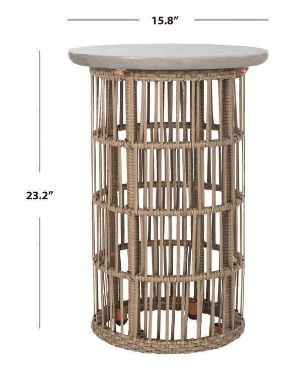 Safavieh FANE Modern Concrete Side Table 23.2-Inch Dark Grey – Versatile Indoor/Outdoor Accent Piece VNN1022A
