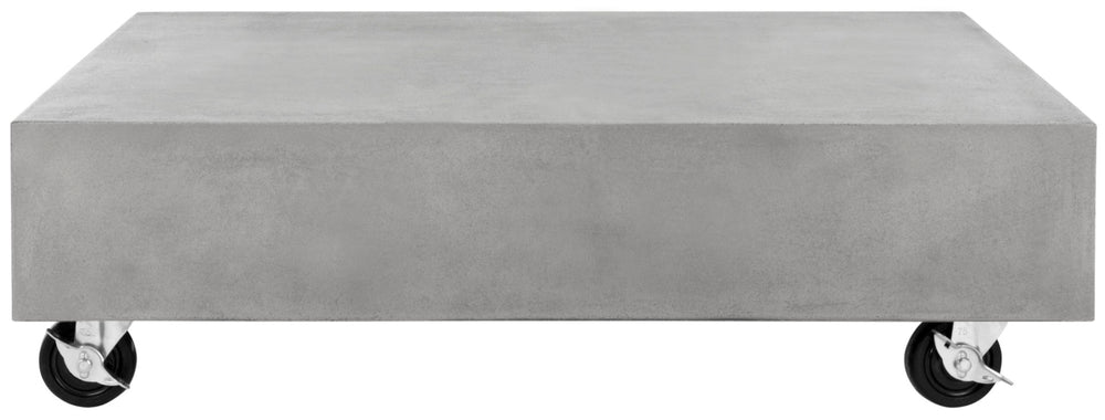 Safavieh GARGON Modern Concrete Coffee Table with Casters – Stylish Dark Grey Design for Indoor & Outdoor Use VNN1023A