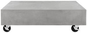 Safavieh GARGON Modern Concrete Coffee Table with Casters – Stylish Dark Grey Design for Indoor & Outdoor Use VNN1023A
